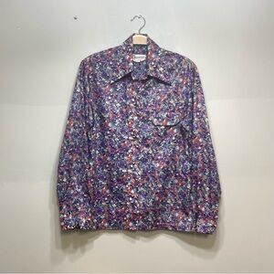 Vintage Saska Parrott Ski Co floral button up shirt